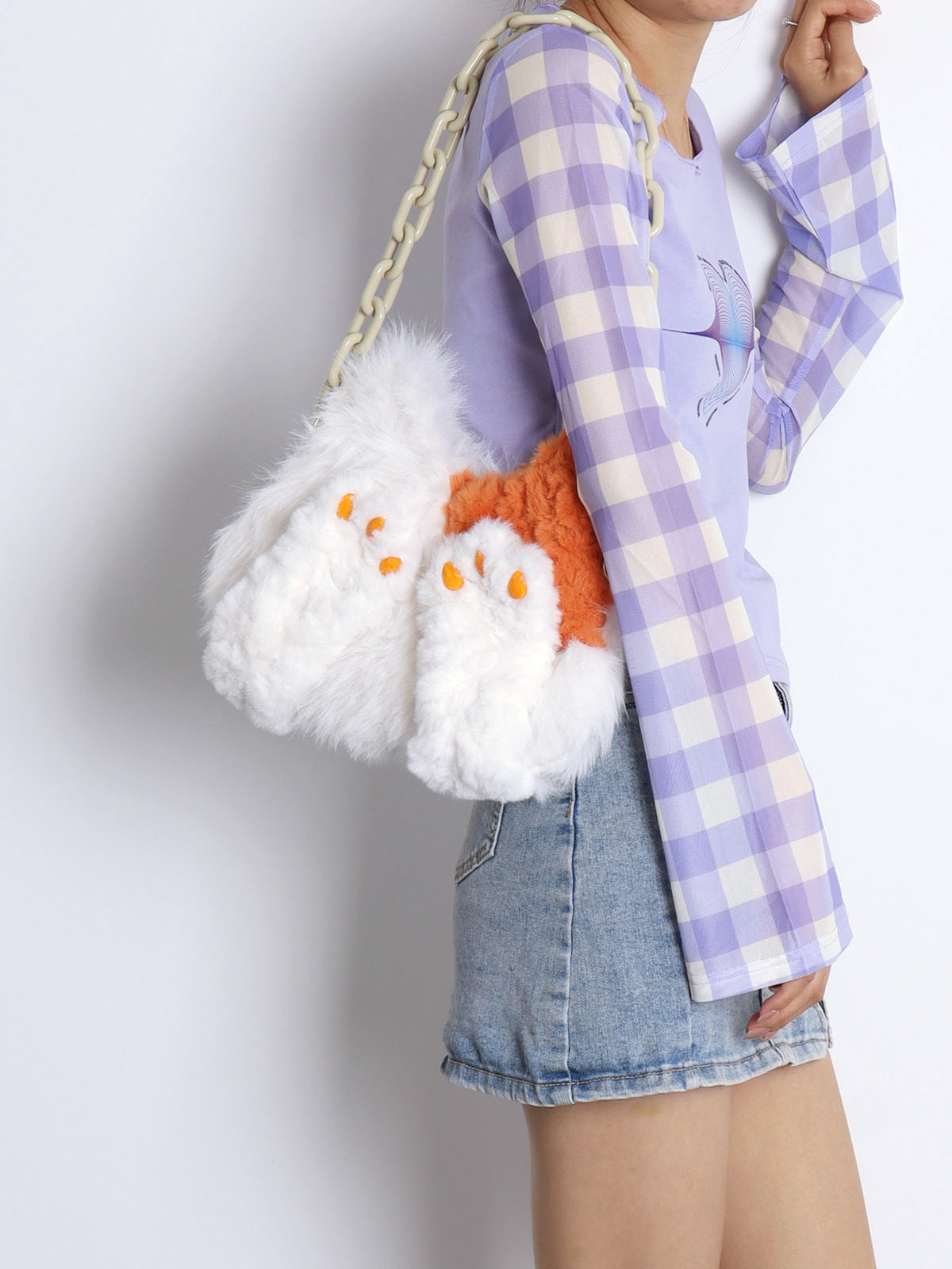 Adorable Plush Orange Cat Crossbody Bag for Women - Soft Face-Covering Shoulder Bag, 2024 Autumn Niche Style Adorable Plush Orange Cat Crossbody Bag for Women - Soft Face-Covering Shoulder Bag, 2024 Autumn Niche Style