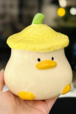 Adorable Yellow Duck Ceramic Mug with Lid – Cute Fun Water Cup for Girls, Perfect Gift for Animal Lovers and Home Decor