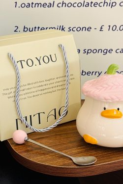 Adorable Yellow Duck Ceramic Mug with Lid – Cute Fun Water Cup for Girls, Perfect Gift for Animal Lovers and Home Decor