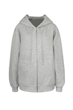 Air Layer Profile Loose Hooded Zip-Up Sweatshirt Jacket for Casual Y2K Style