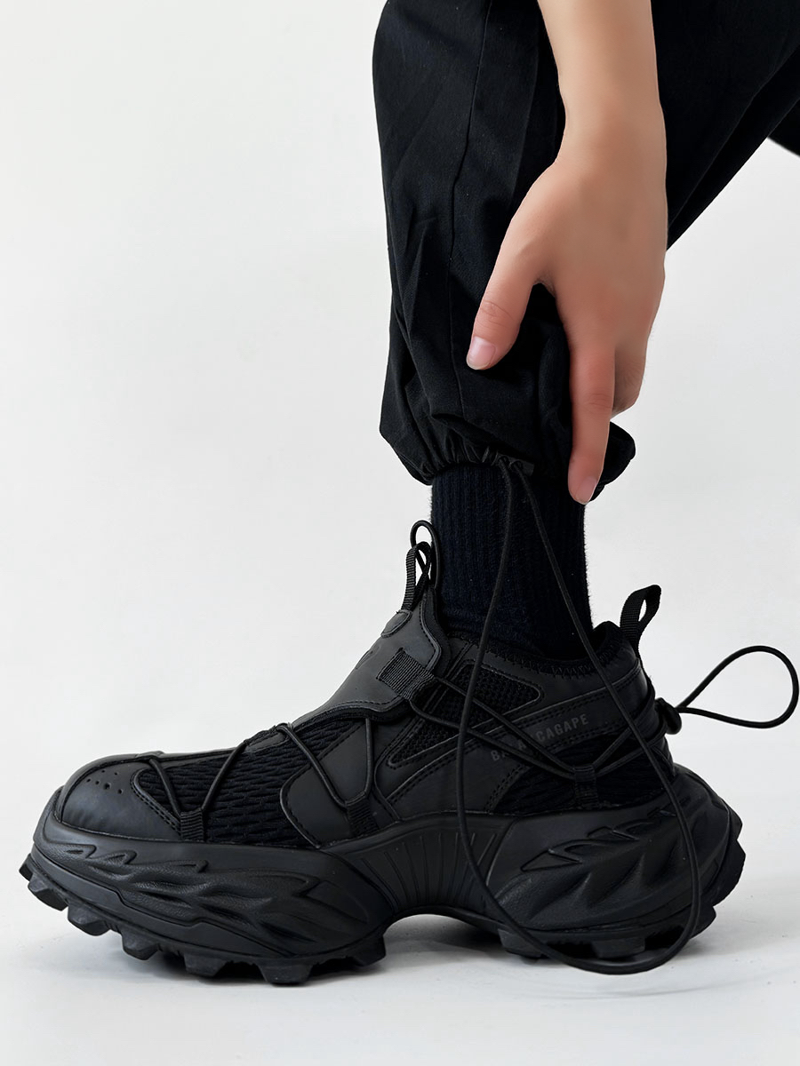 All-Black 18XL Dad Shoes for Men - Trendy Functional Outdoor Hiking Mountaineering Sneakers for Couples All-Black 18XL Dad Shoes for Men - Trendy Functional Outdoor Hiking Mountaineering Sneakers for Couples