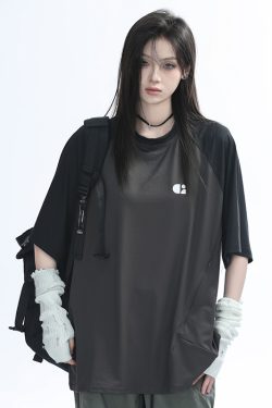 American Quick-Dry Oversized Women's Sports T-Shirt, Loose-Fitting Raglan Half-Sleeve for Summer, Casual Outdoor Style