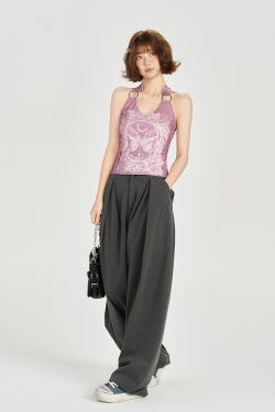 American Retro Backless Halter Tank Top for Women - Slimming, Waist-Cinching Summer Design