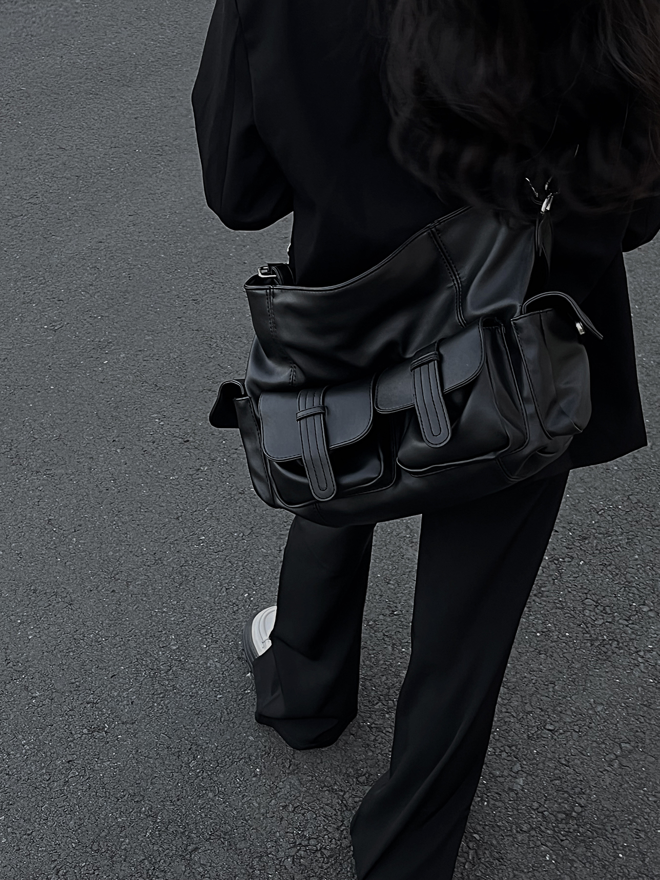 American Retro Black Slouchy Motorcycle Crossbody Bag - Large Capacity Tote for Girls, Trendy Y2K Style American Retro Black Slouchy Motorcycle Crossbody Bag - Large Capacity Tote for Girls, Trendy Y2K Style