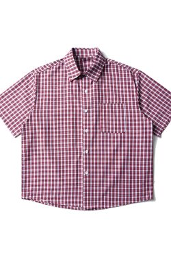American Retro Blue Plaid Short Sleeve Shirt for Men and Women - Casual Loose Summer Fashion