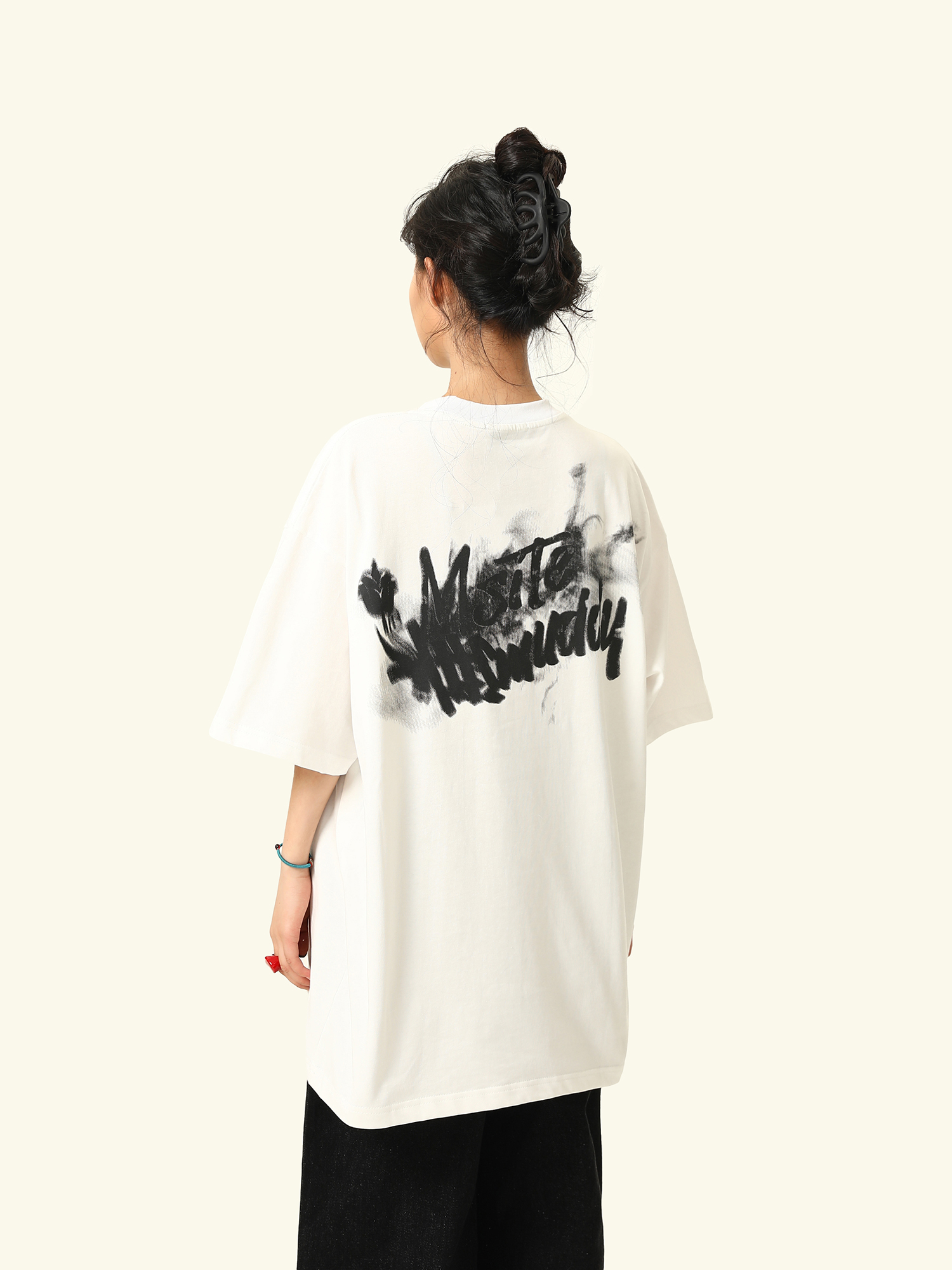 American Retro Blurry Letter Short Sleeve T-Shirt for Men and Women - Heavyweight Pure Cotton Summer Couple Tee American Retro Blurry Letter Short Sleeve T-Shirt for Men and Women - Heavyweight Pure Cotton Summer Couple Tee