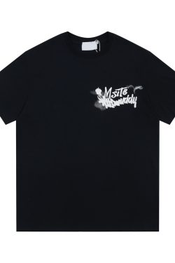 American Retro Blurry Letter Short Sleeve T-Shirt for Men and Women - Heavyweight Pure Cotton Summer Couple Tee