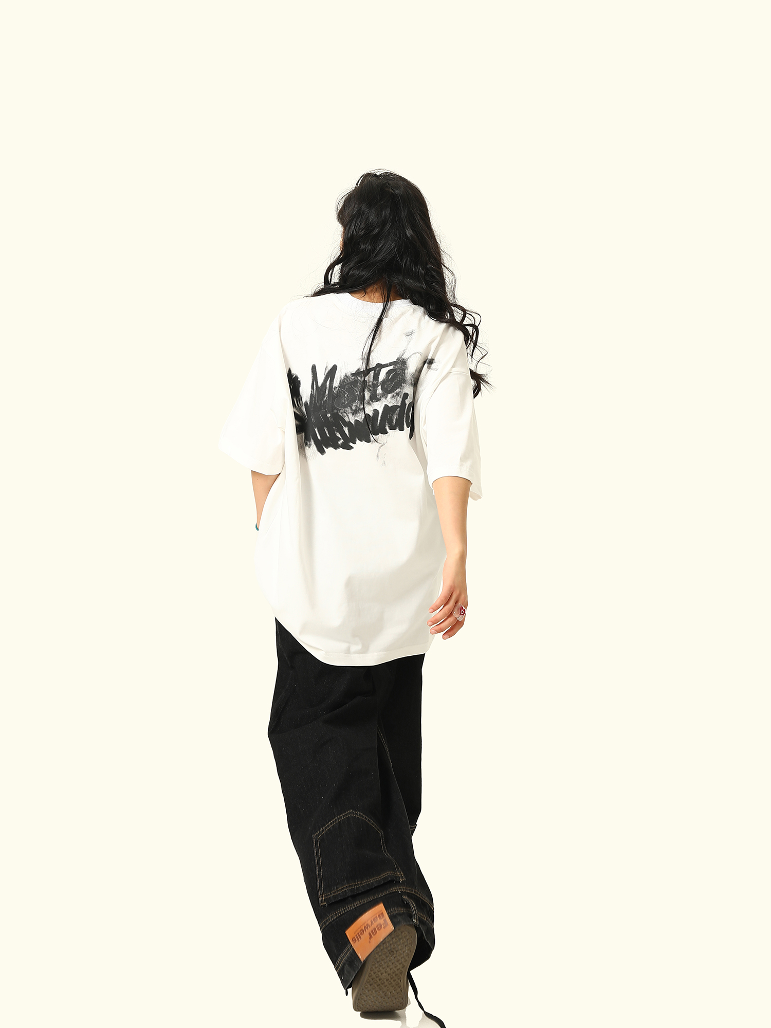 American Retro Blurry Letter Short Sleeve T-Shirt for Men and Women - Heavyweight Pure Cotton Summer Couple Tee American Retro Blurry Letter Short Sleeve T-Shirt for Men and Women - Heavyweight Pure Cotton Summer Couple Tee