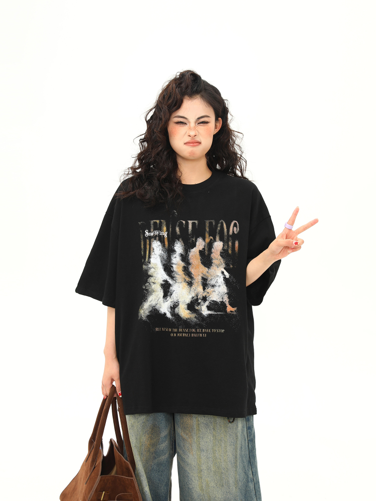 American Retro Blurry Portrait Print Short Sleeve T-Shirt for Men and Women - Summer Round Neck Pure Cotton Couple Tee American Retro Blurry Portrait Print Short Sleeve T-Shirt for Men and Women - Summer Round Neck Pure Cotton Couple Tee