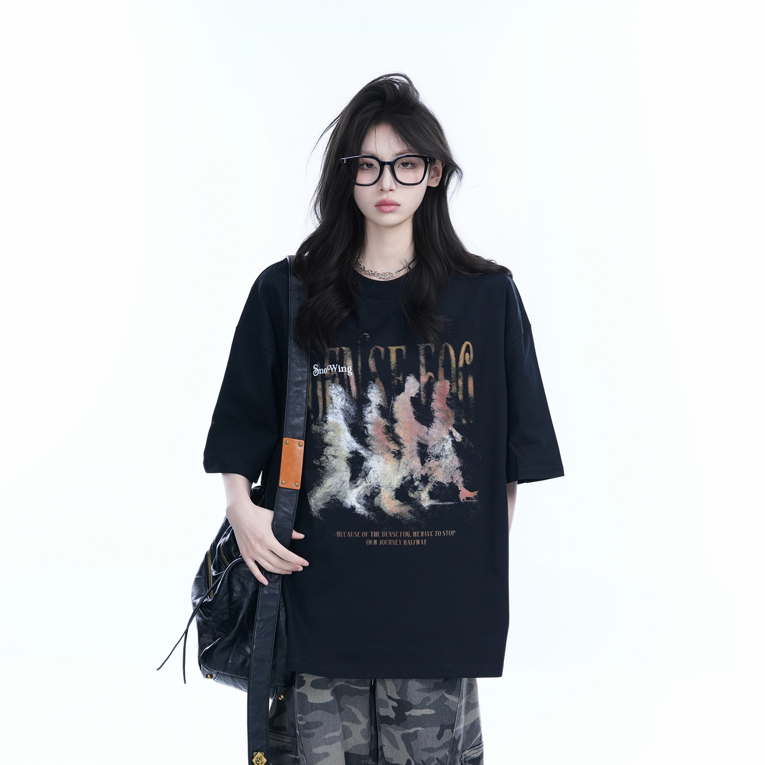 American Retro Character Black Short-Sleeve T-Shirt for Women - Summer Heavy Loose Round Neck Trendy Tee American Retro Character Black Short-Sleeve T-Shirt for Women - Summer Heavy Loose Round Neck Trendy Tee