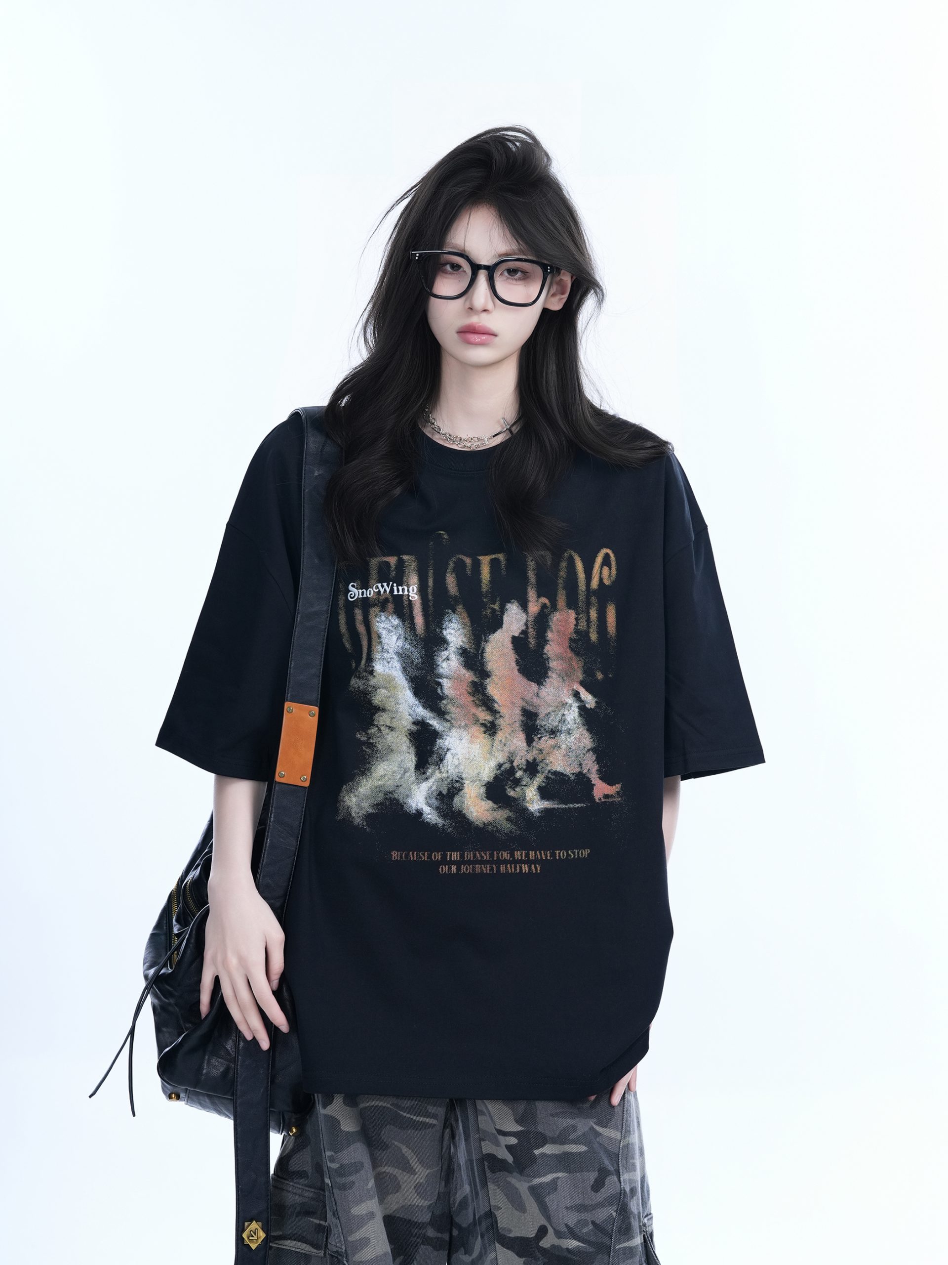 American Retro Character Black Short-Sleeve T-Shirt for Women - Summer Heavy Loose Round Neck Trendy Tee American Retro Character Black Short-Sleeve T-Shirt for Women - Summer Heavy Loose Round Neck Trendy Tee