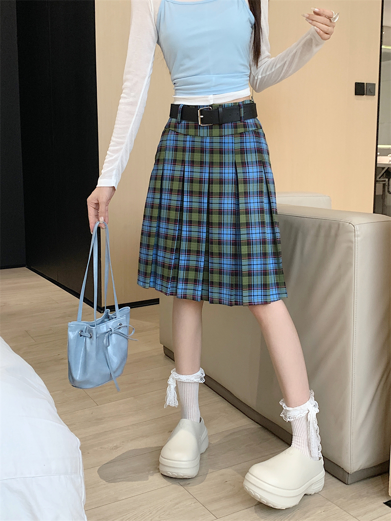 American Retro College Style Scottish Plaid Pleated Skirt - Women's Mid-Length A-Line Checkered Summer Skirt American Retro College Style Scottish Plaid Pleated Skirt - Women's Mid-Length A-Line Checkered Summer Skirt