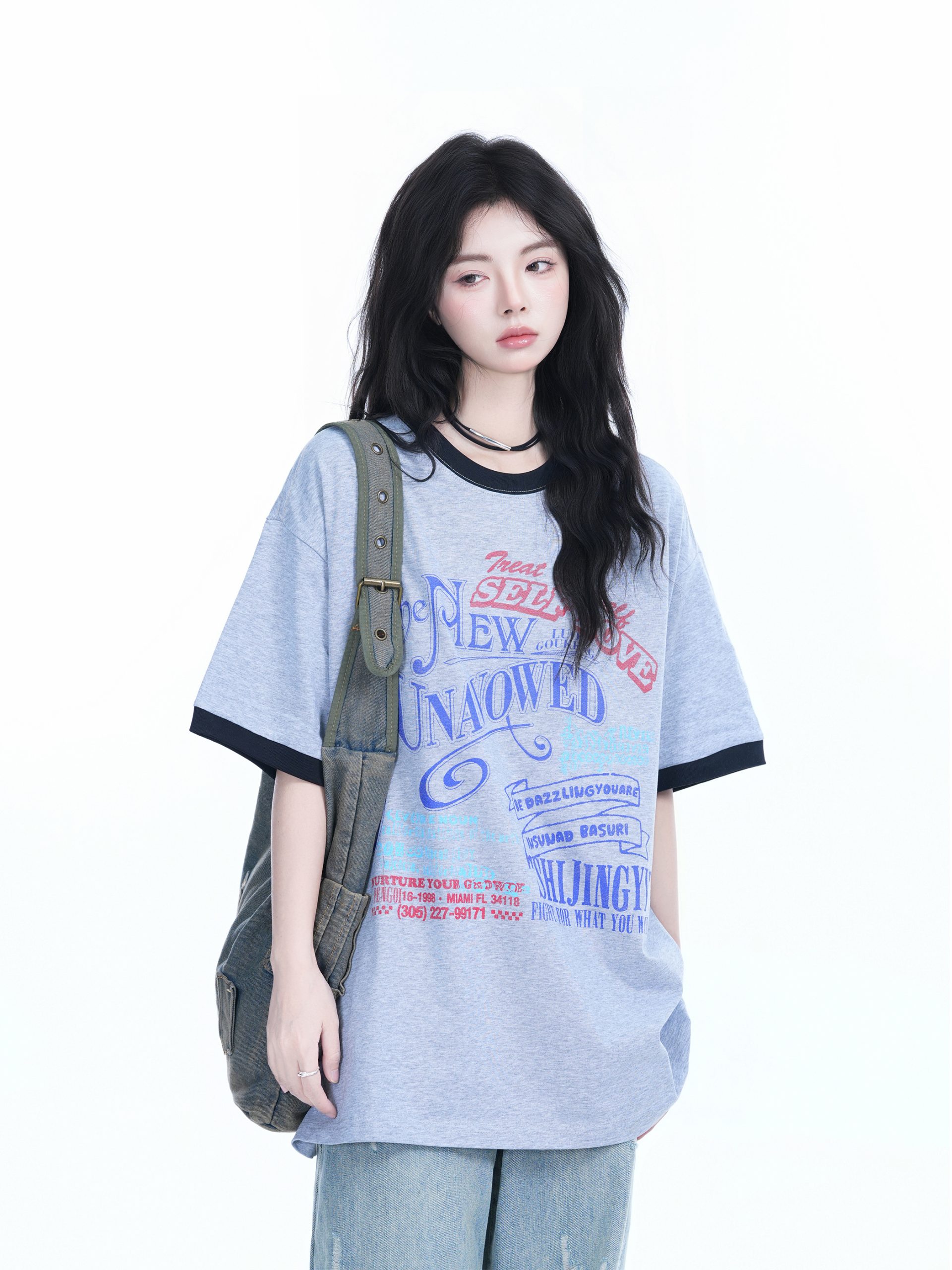 American Retro Color-Block Round Neck Short Sleeve T-Shirt for Women - Loose Fit Summer Style, Casual Couple Top American Retro Color-Block Round Neck Short Sleeve T-Shirt for Women - Loose Fit Summer Style, Casual Couple Top