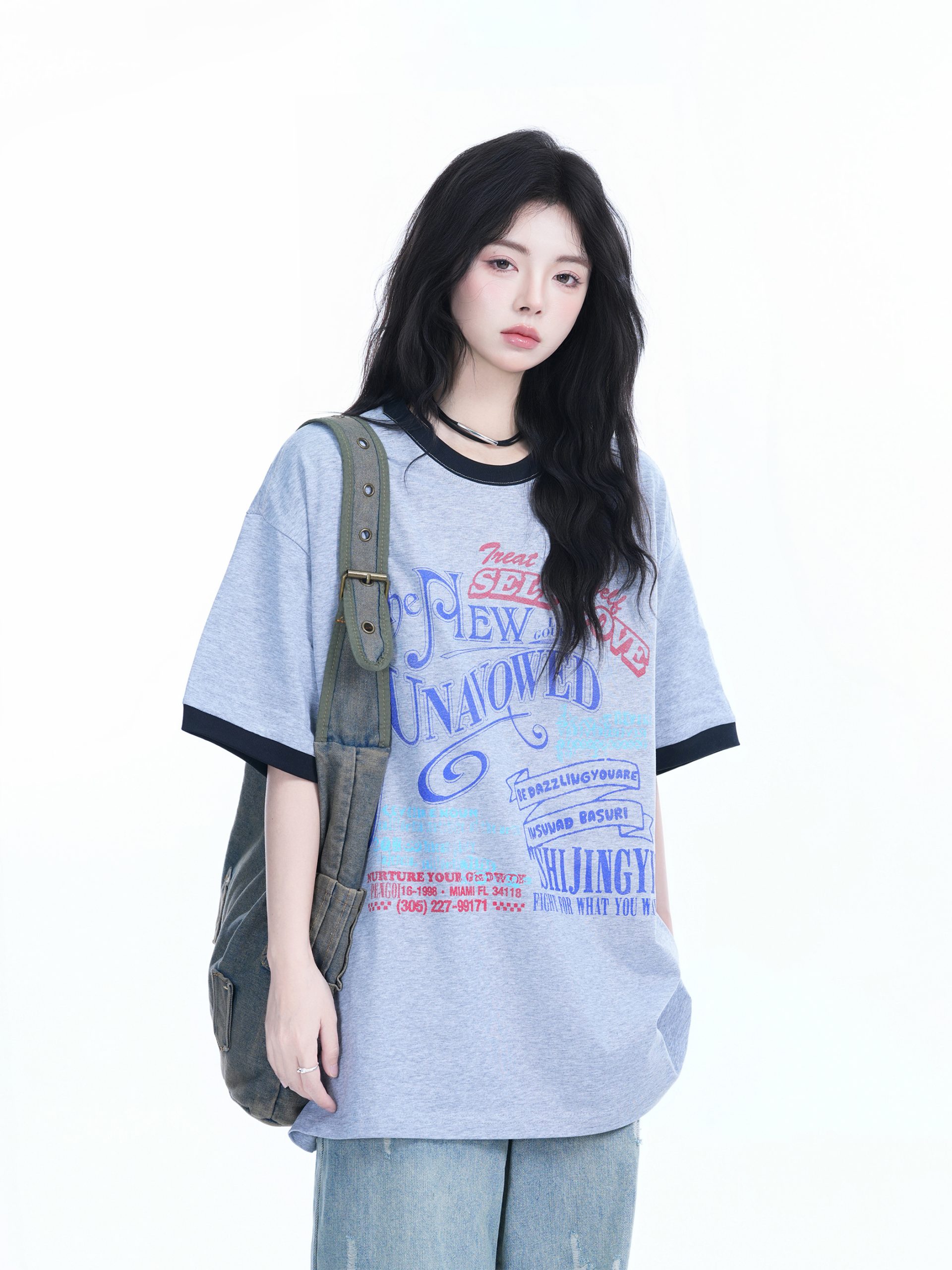 American Retro Color-Block Round Neck Short Sleeve T-Shirt for Women - Loose Fit Summer Style, Casual Couple Top American Retro Color-Block Round Neck Short Sleeve T-Shirt for Women - Loose Fit Summer Style, Casual Couple Top