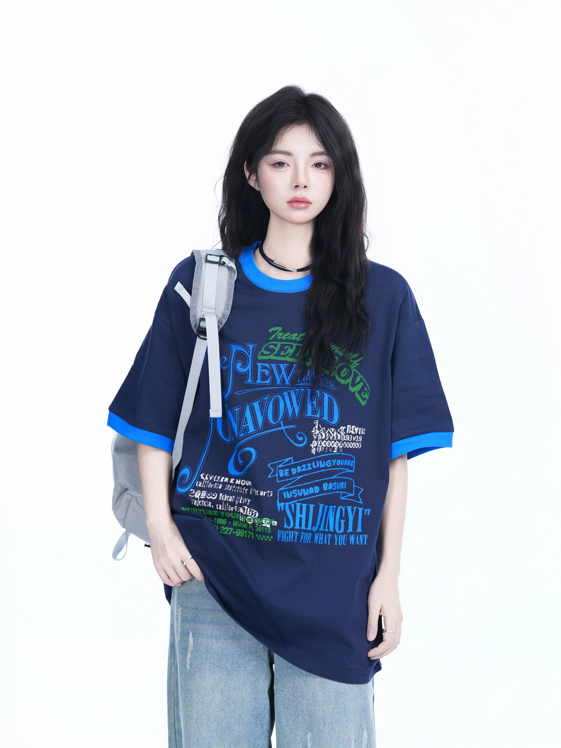 American Retro Color-Block Round Neck Short Sleeve T-Shirt for Women - Loose Fit Summer Style, Casual Couple Top American Retro Color-Block Round Neck Short Sleeve T-Shirt for Women - Loose Fit Summer Style, Casual Couple Top