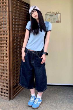 American Retro Color-Blocking Letter Print Cropped T-Shirt for Women - Slim-Fit Short Sleeve Round Neck Summer Top