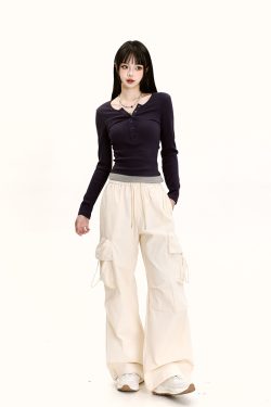 American Retro Dance Cargo Pants for Women - Summer Loose Casual Jazz Wide-Leg Pants in Draped Style