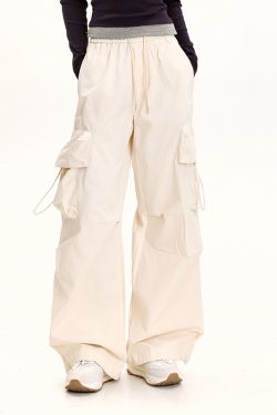 American Retro Dance Cargo Pants for Women - Summer Loose Casual Jazz Wide-Leg Pants in Draped Style