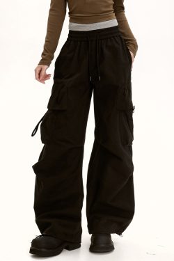 American Retro Dance Cargo Pants for Women - Summer Loose Casual Jazz Wide-Leg Pants in Draped Style