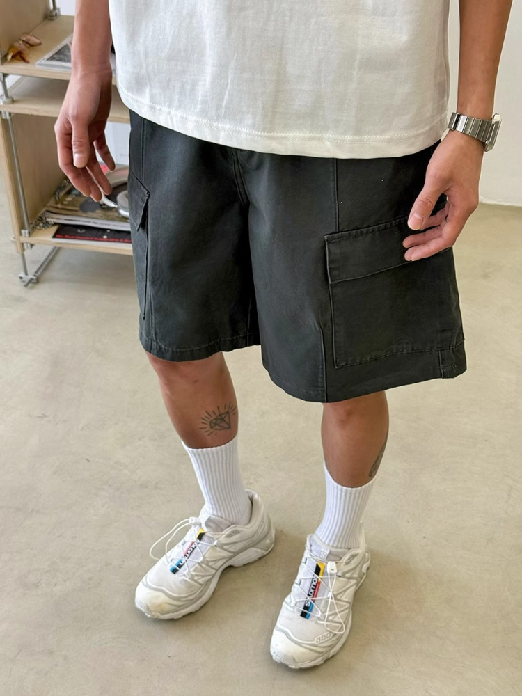 American Retro Distressed Work Shorts for Men and Women - Summer High Street Loose Casual Straight-Leg Five-Point Shorts American Retro Distressed Work Shorts for Men and Women - Summer High Street Loose Casual Straight-Leg Five-Point Shorts