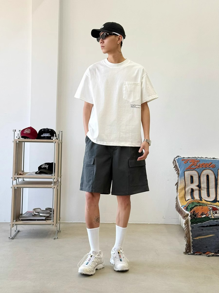 American Retro Distressed Work Shorts for Men and Women - Summer High Street Loose Casual Straight-Leg Five-Point Shorts American Retro Distressed Work Shorts for Men and Women - Summer High Street Loose Casual Straight-Leg Five-Point Shorts