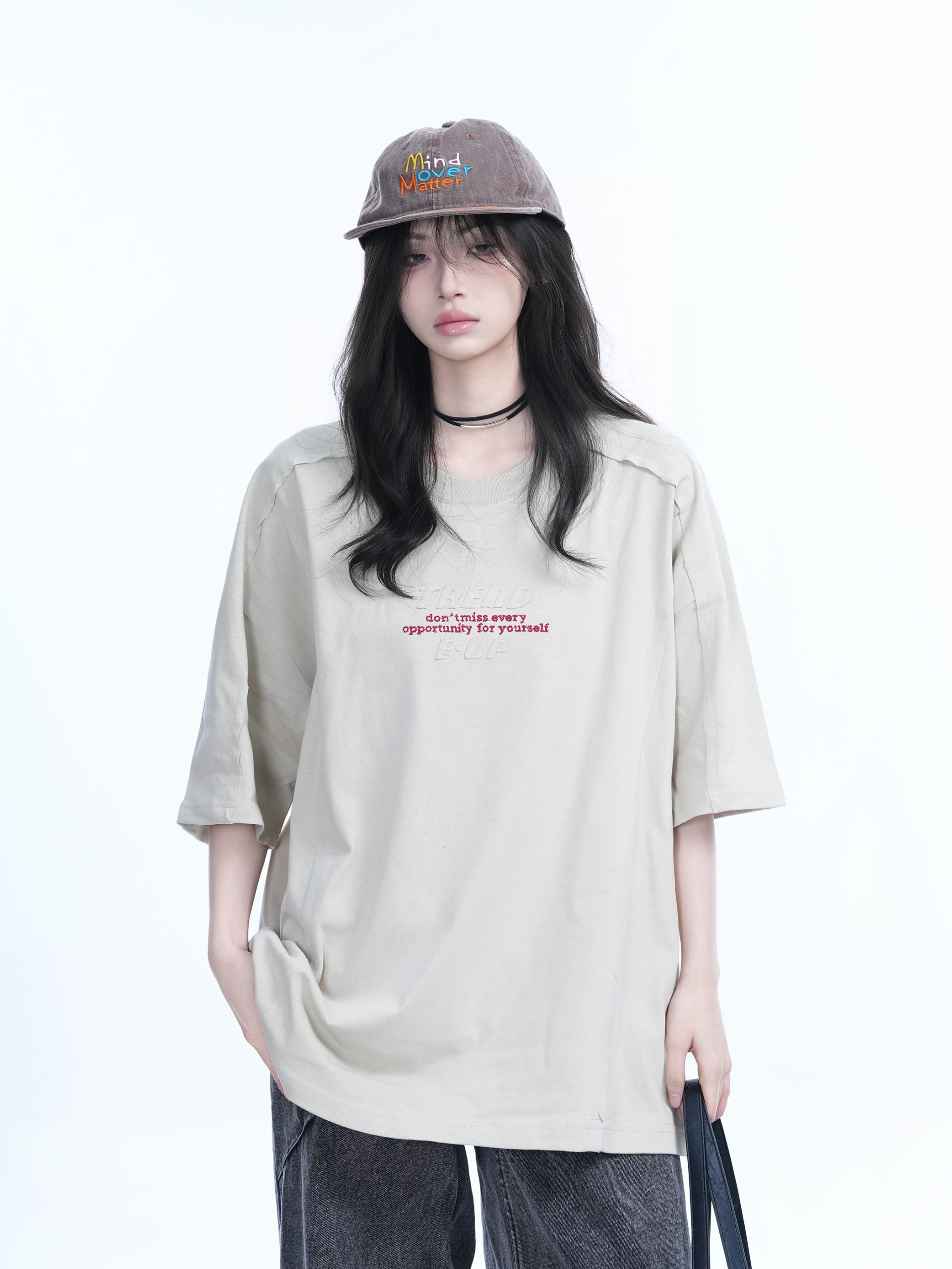 American Retro Embroidered Black Short-Sleeve T-Shirt for Women - Oversized Loose Fit, Trendy Summer Style American Retro Embroidered Black Short-Sleeve T-Shirt for Women - Oversized Loose Fit, Trendy Summer Style