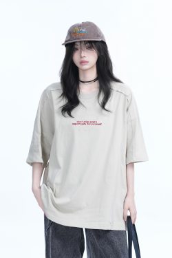 American Retro Embroidered Black Short-Sleeve T-Shirt for Women - Oversized Loose Fit, Trendy Summer Style