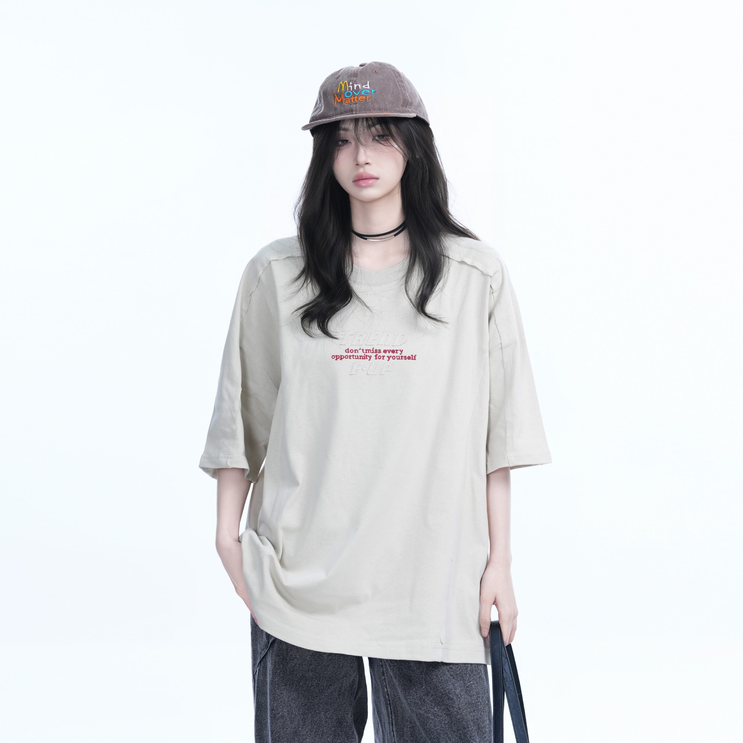 American Retro Embroidered Black Short-Sleeve T-Shirt for Women - Oversized Loose Fit, Trendy Summer Style American Retro Embroidered Black Short-Sleeve T-Shirt for Women - Oversized Loose Fit, Trendy Summer Style