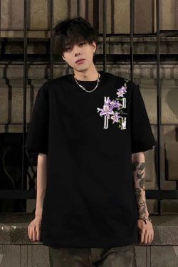 American Retro Embroidered Vine Floral Short Sleeve T-Shirt for Women - Trendy Oversized Summer 2025 High Street Style