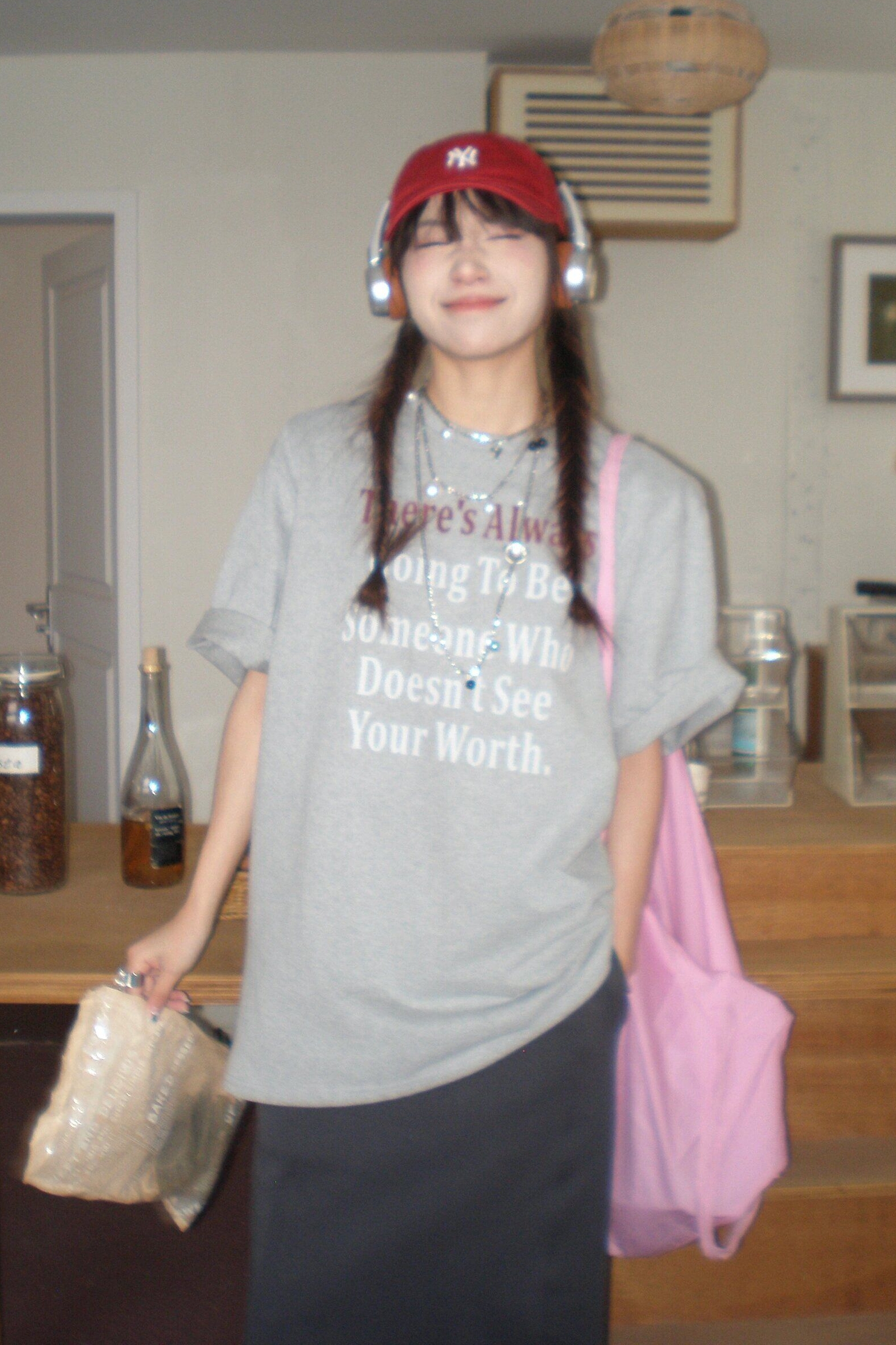 American Retro Gray Letter Print Cotton Heavyweight Loose Casual Short Sleeve T-Shirt for Men and Women, Y2K Style