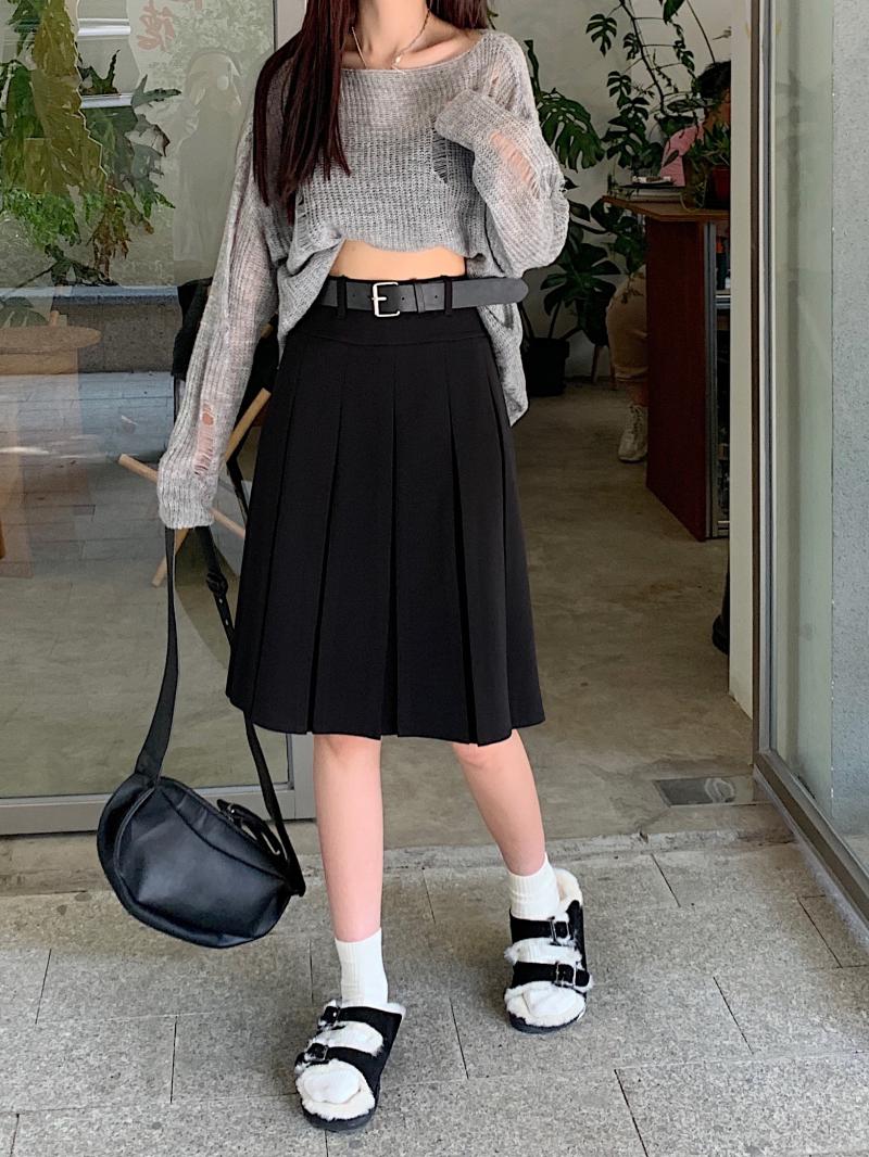 American Retro Gray Pleated Skirt - Women's Mid-Length A-Line College Style for Spring & Summer Plus Size Fashion American Retro Gray Pleated Skirt - Women's Mid-Length A-Line College Style for Spring & Summer Plus Size Fashion