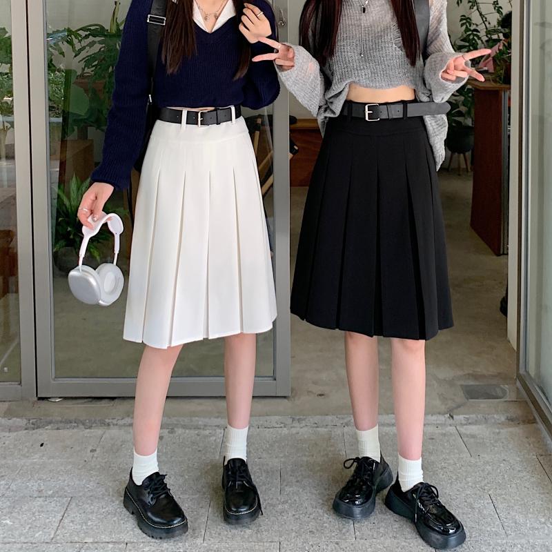 American Retro Gray Pleated Skirt - Women's Mid-Length A-Line College Style for Spring & Summer Plus Size Fashion American Retro Gray Pleated Skirt - Women's Mid-Length A-Line College Style for Spring & Summer Plus Size Fashion