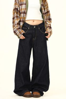 American Retro High-End Loose Wide-Leg Curved Knife Jeans - Unisex Versatile Straight-Leg Floor-Length Pants