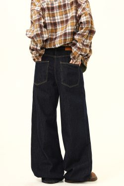 American Retro High-End Loose Wide-Leg Curved Knife Jeans - Unisex Versatile Straight-Leg Floor-Length Pants