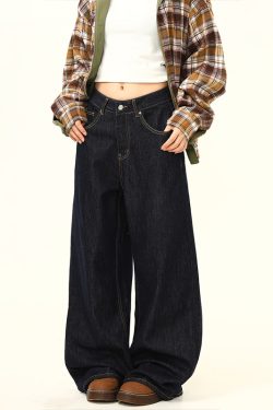 American Retro High-End Loose Wide-Leg Curved Knife Jeans - Unisex Versatile Straight-Leg Floor-Length Pants