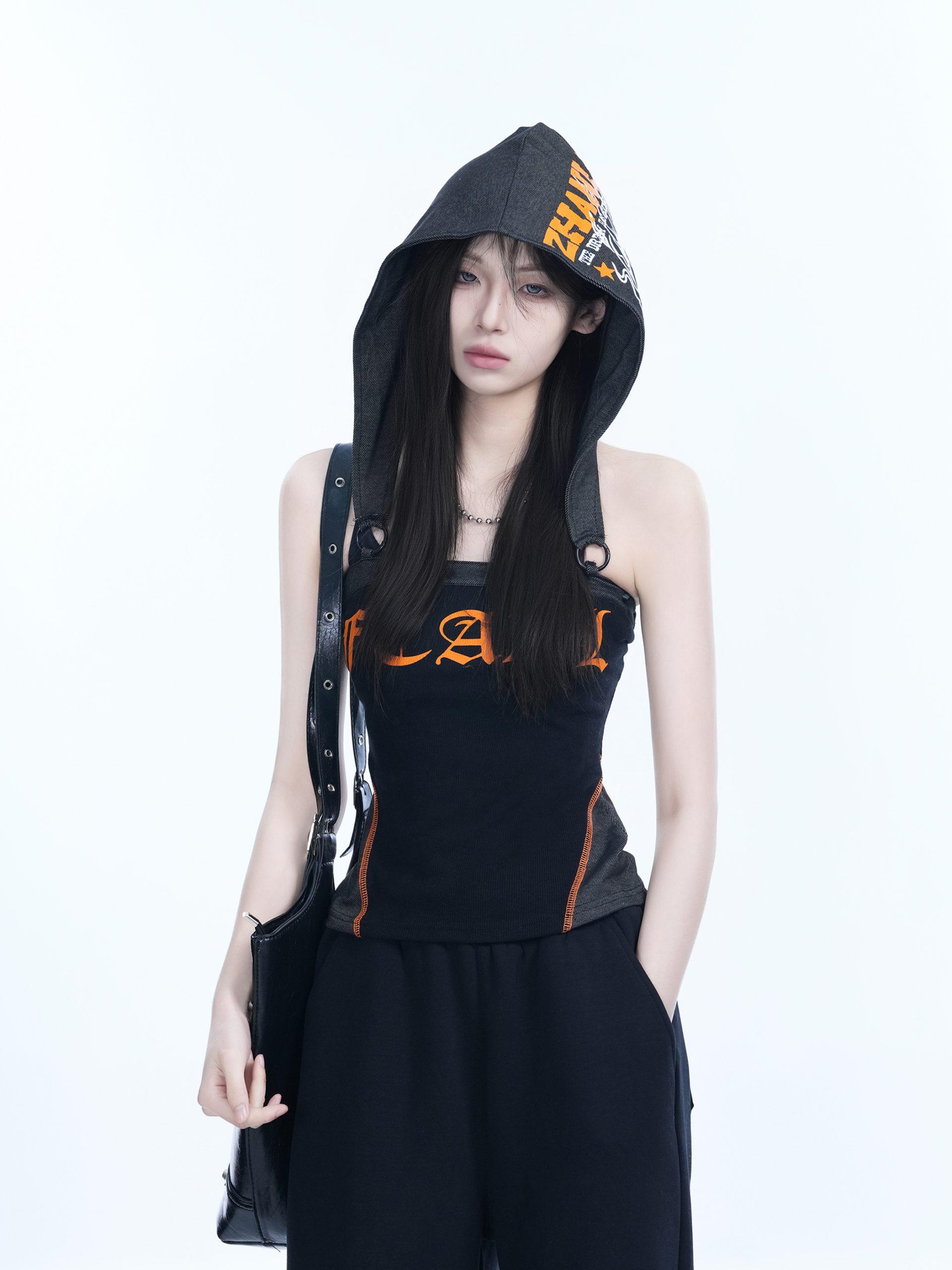 American Retro Hooded Tank Top for Women - Unique Fit, Slimming Design, Trendy Casual Style, Perfect for Summer Outings American Retro Hooded Tank Top for Women - Unique Fit, Slimming Design, Trendy Casual Style, Perfect for Summer Outings