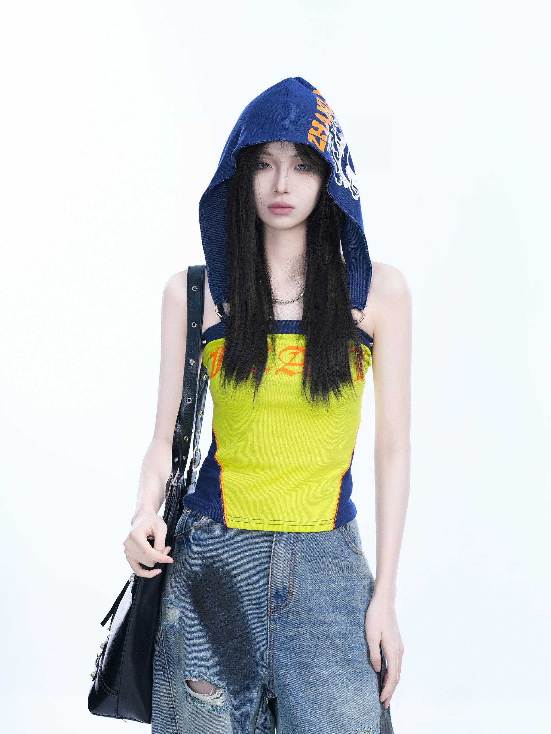 American Retro Hooded Tank Top for Women - Unique Fit, Slimming Design, Trendy Casual Style, Perfect for Summer Outings American Retro Hooded Tank Top for Women - Unique Fit, Slimming Design, Trendy Casual Style, Perfect for Summer Outings