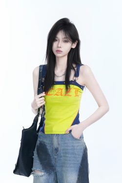 American Retro Hooded Tank Top for Women - Unique Fit, Slimming Design, Trendy Casual Style, Perfect for Summer Outings