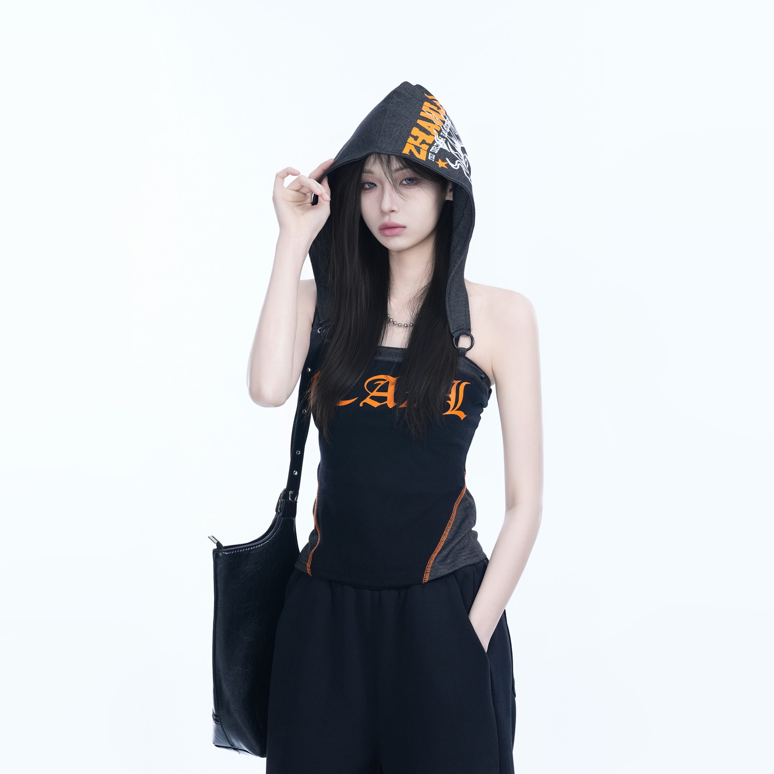 American Retro Hooded Tank Top for Women - Unique Fit, Slimming Design, Trendy Casual Style, Perfect for Summer Outings American Retro Hooded Tank Top for Women - Unique Fit, Slimming Design, Trendy Casual Style, Perfect for Summer Outings