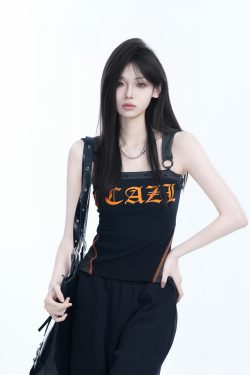 American Retro Hooded Tank Top for Women - Unique Fit, Slimming Design, Trendy Casual Style, Perfect for Summer Outings