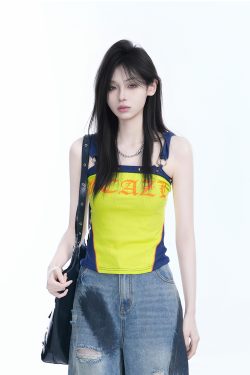 American Retro Hooded Tank Top for Women - Unique Fit, Slimming Design, Trendy Casual Style, Perfect for Summer Outings
