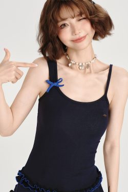 American Retro Lace Hem Camisole for Women - Summer Slim-Fit Top, Versatile Y2K Style