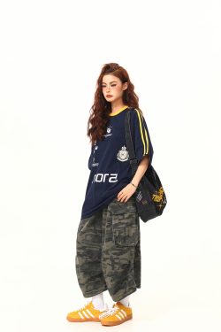 American Retro Letter Print Short-Sleeve T-Shirt for Women, Summer Loose Sports Style, Versatile Casual Top