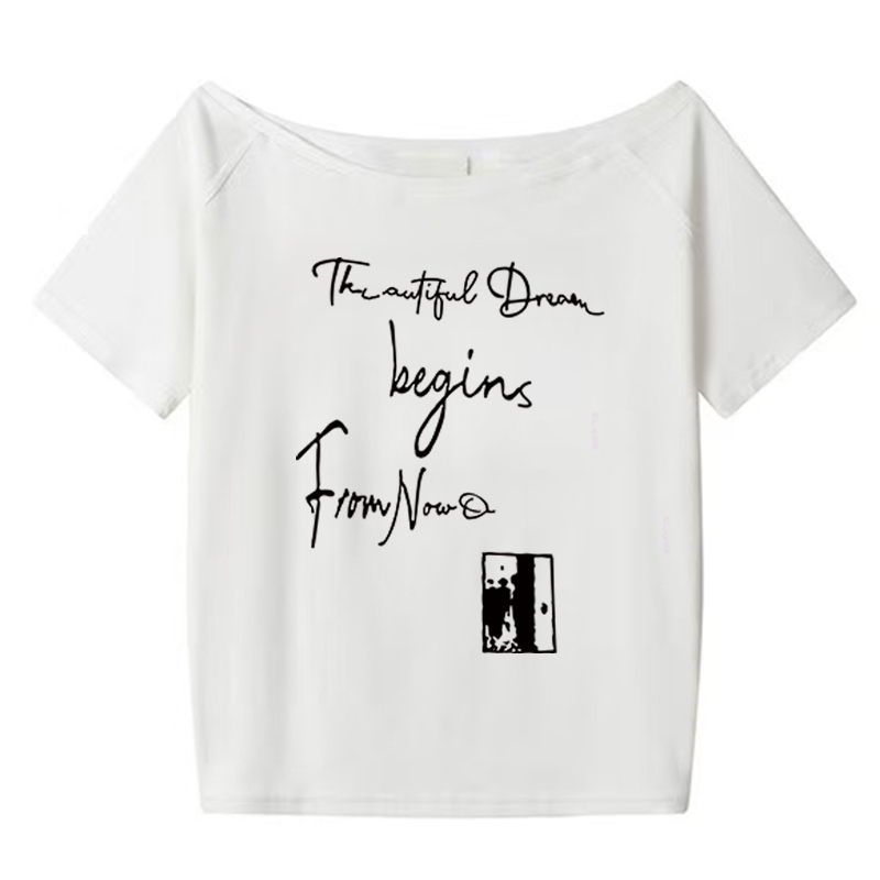 American Retro Off-Shoulder Short-Sleeve Women's Summer Letter Print Red T-Shirt - Trendy Loose Slim Fit Top for Y2K Style American Retro Off-Shoulder Short-Sleeve Women's Summer Letter Print Red T-Shirt - Trendy Loose Slim Fit Top for Y2K Style