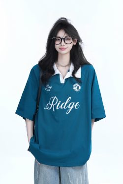 American Retro Oversized Short Sleeve T-Shirt for Women - Trendy Loose Fit with 'Sit and Eat Until the Mountains are Empty' Design