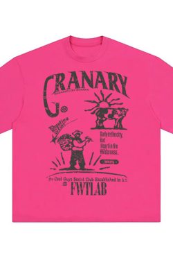 American Retro Pink Short-Sleeve Women's Summer Heavyweight T-Shirt with Illustration Letter Print - Casual College Style Top