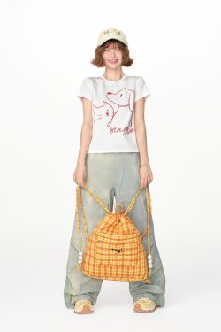 American Retro Printed Basic Round Neck Short Sleeve T-Shirt for Women - Casual Slim Fit Summer Top, Y2K Inspired Fashion