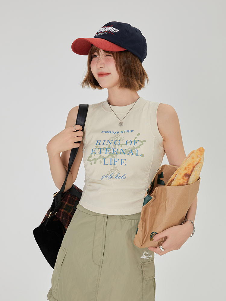 American Retro Printed Camisole for Women - Summer Spicy Short Top with Girly Vibe - Y2K Style American Retro Printed Camisole for Women - Summer Spicy Short Top with Girly Vibe - Y2K Style