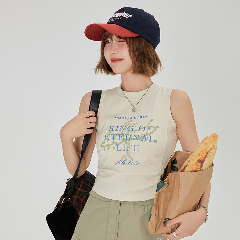 American Retro Printed Camisole for Women - Summer Spicy Short Top with Girly Vibe - Y2K Style American Retro Printed Camisole for Women - Summer Spicy Short Top with Girly Vibe - Y2K Style