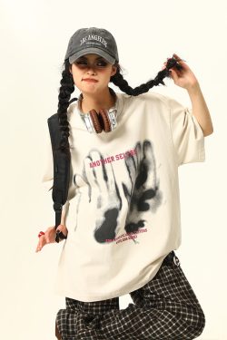 American Retro Printed Washed Short-Sleeve T-Shirt for Men and Women - Trendy Couple Top in Y2K Style